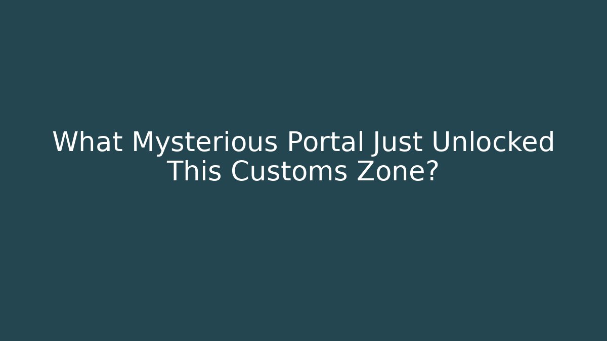 What Mysterious Portal Just Unlocked This Customs Zone?