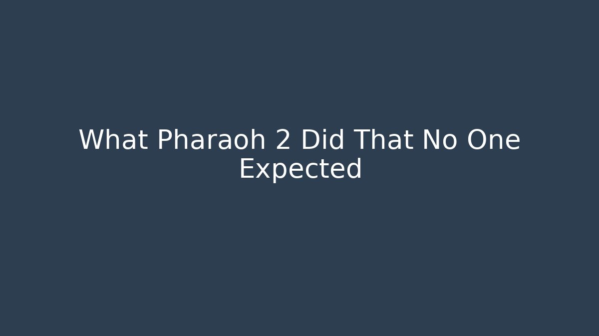 What Pharaoh 2 Did That No One Expected - Sports History Weekly