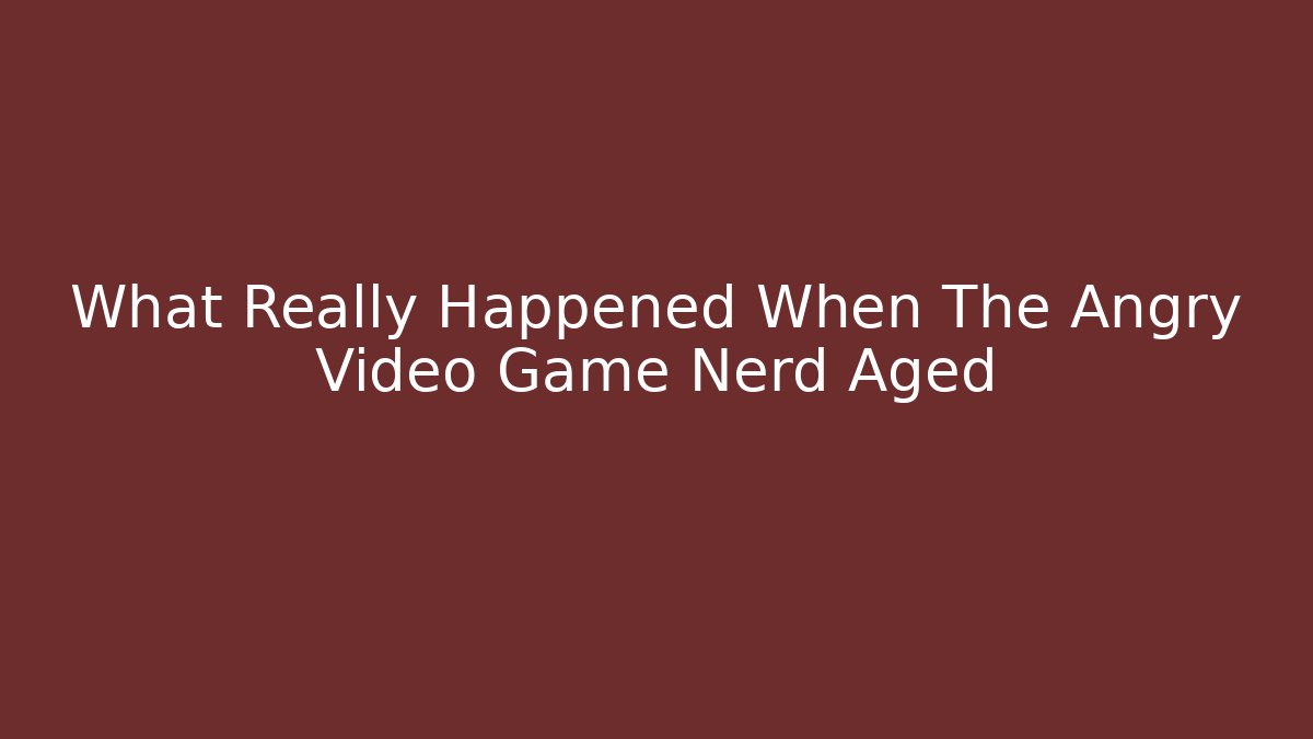 What Really Happened When The Angry Video Game Nerd Aged