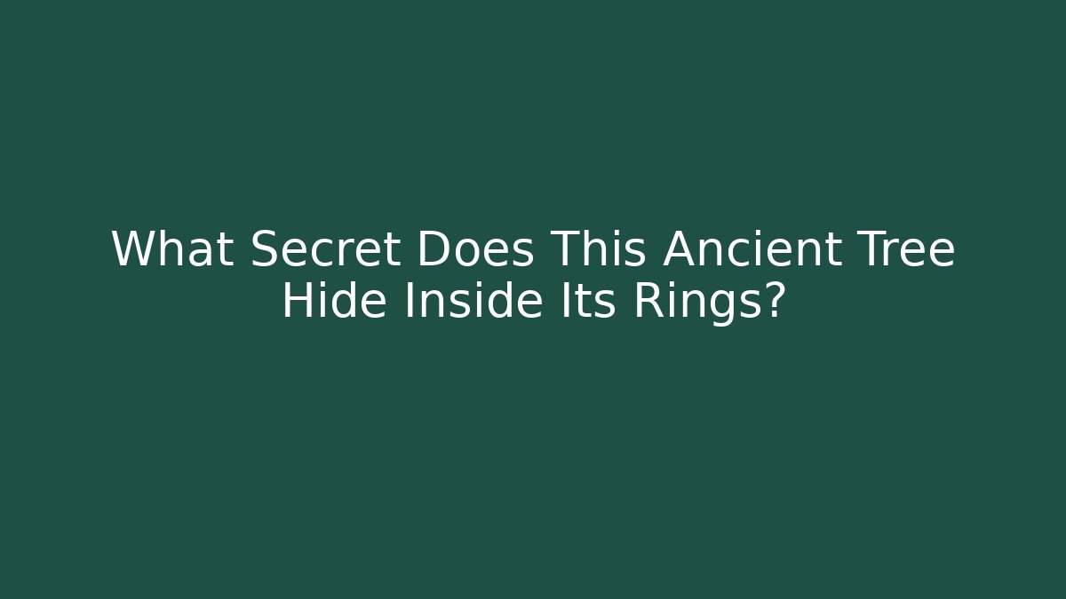 What Secret Does This Ancient Tree Hide Inside Its Rings?