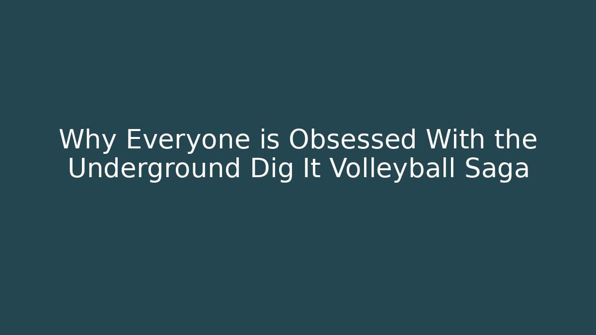 Why Everyone is Obsessed With the Underground Dig It Volleyball Saga