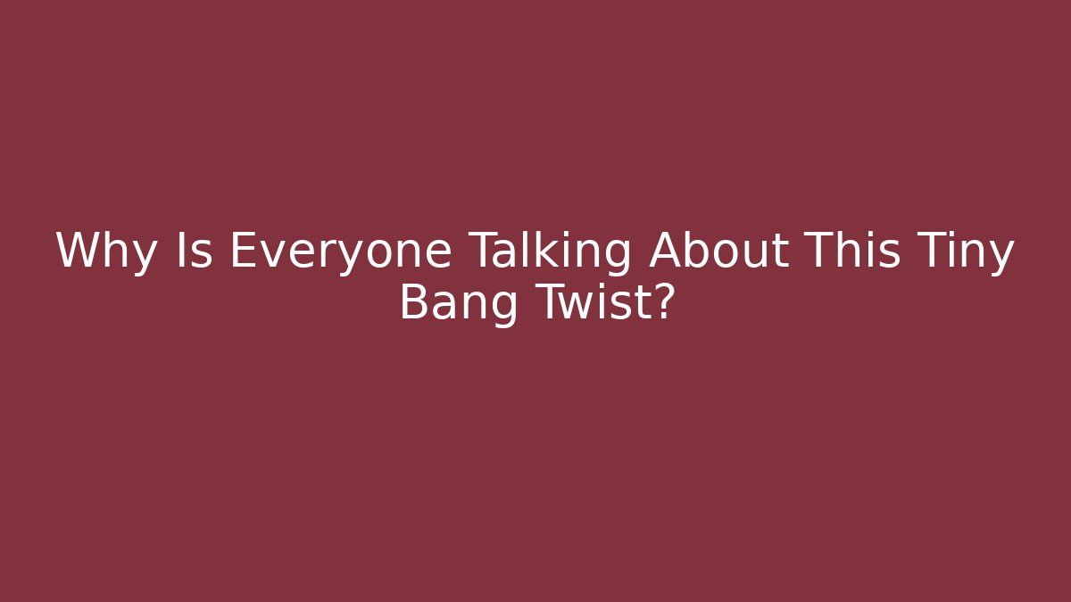Why Is Everyone Talking About This Tiny Bang Twist? - Sports History Weekly