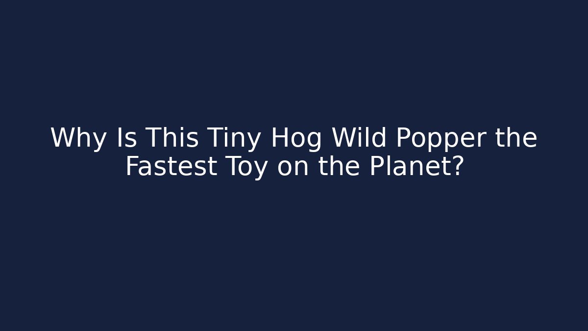 Why Is This Tiny Hog Wild Popper the Fastest Toy on the Planet?