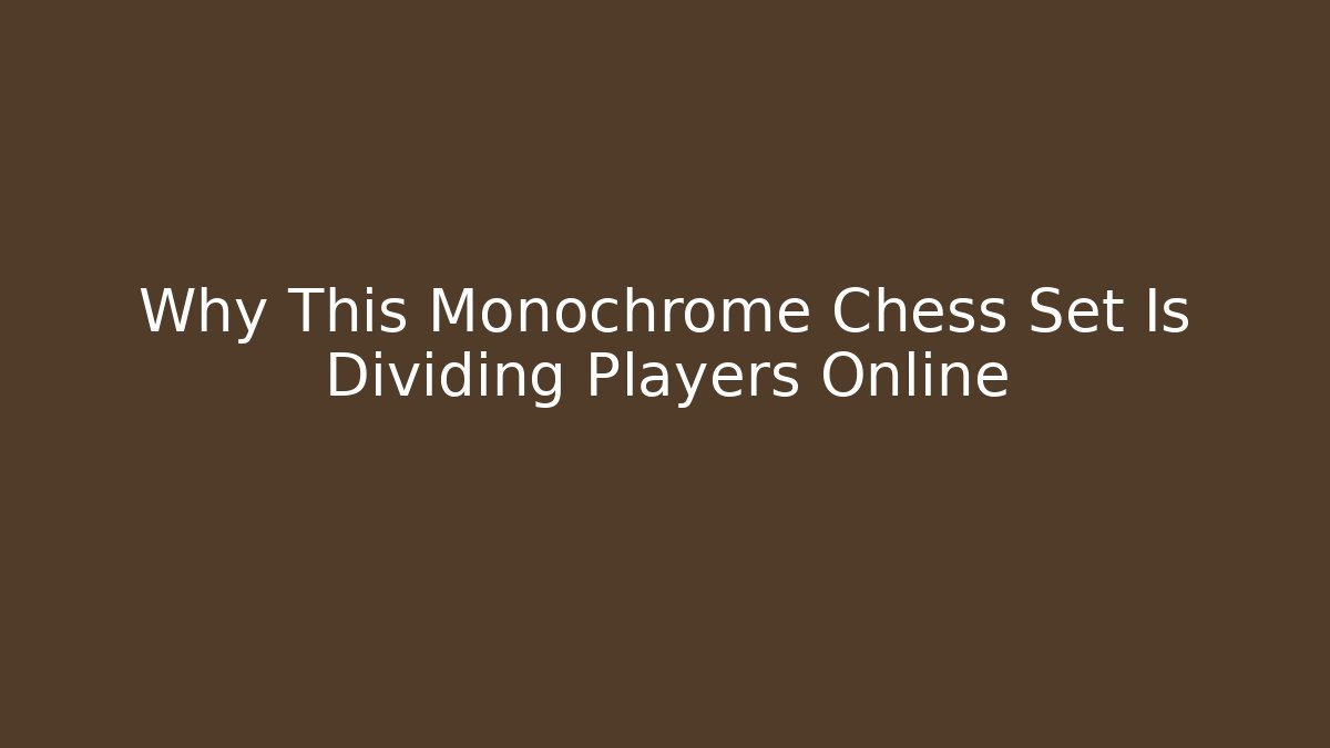 Why This Monochrome Chess Set Is Dividing Players Online