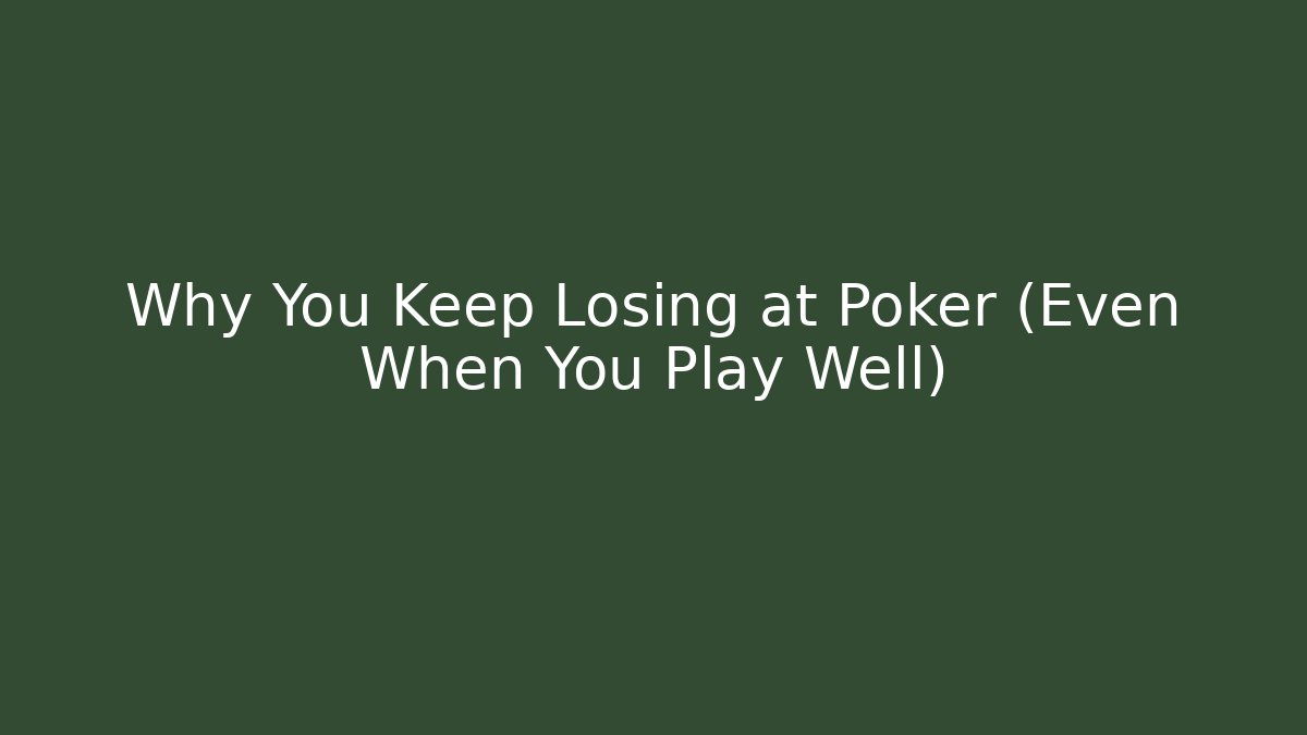 Why You Keep Losing at Poker (Even When You Play Well)