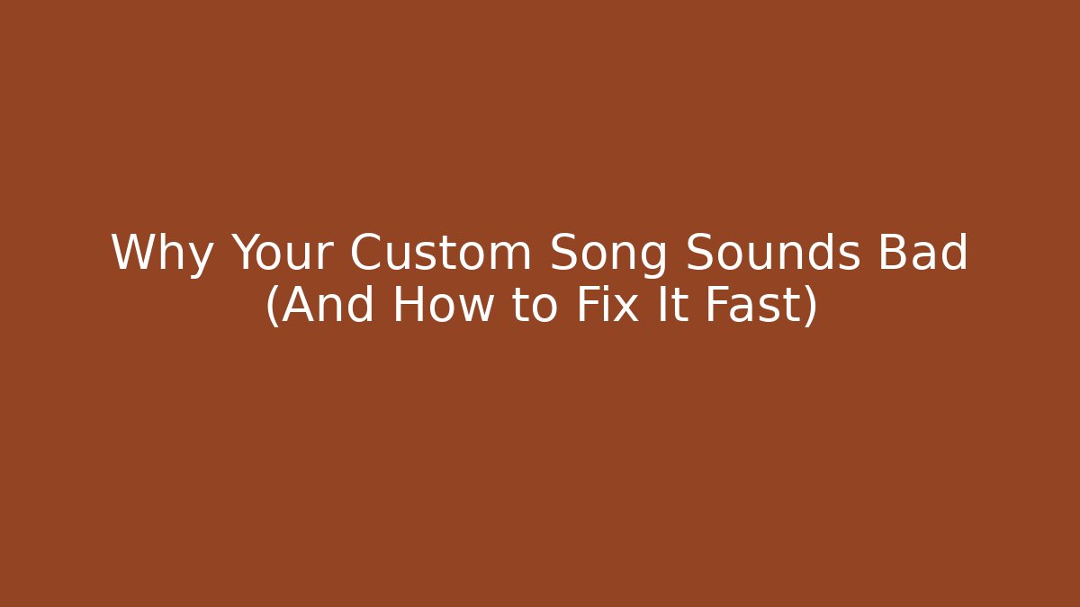 Why Your Custom Song Sounds Bad (And How to Fix It Fast)