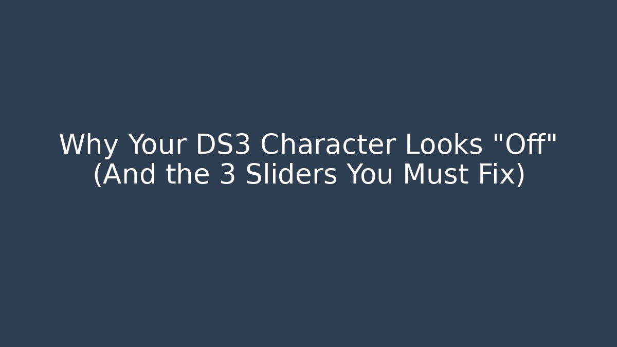 Why Your DS3 Character Looks "Off" (And the 3 Sliders You Must Fix)